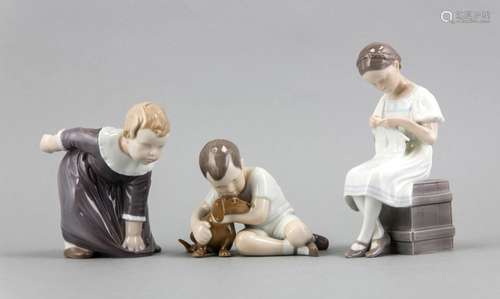 Three children figurines, Bing & Grondahl, Copenhagen, marks 1970-80, desig