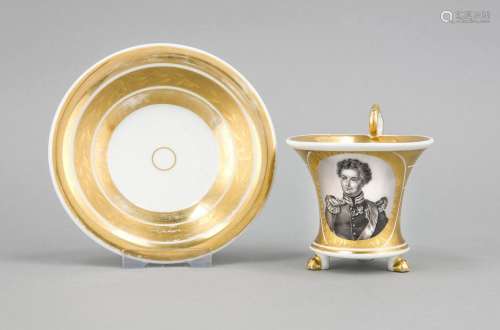 Officer cup with saucer, probably Silesia, 19th cent., Concave shape on thr