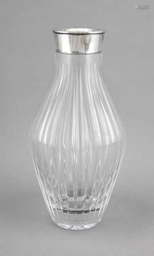 Large vase with silver neck mounting, German, 20th cent., hallmarked Wilhel