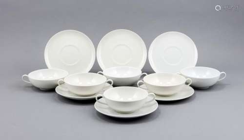 Six soup cups with saucers, KPM Berlin, 20th century, 1st and 2nd 2nd quali