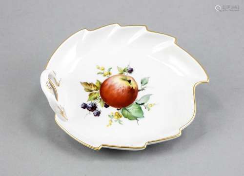 Leaf Bowl, Meissen, around 1980, 1st quality, in the mirror polychrome pain