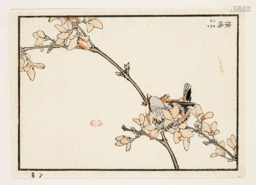 Kono Bairei (1844-1895), 2 color woodcuts from the episode ''100 Birds and