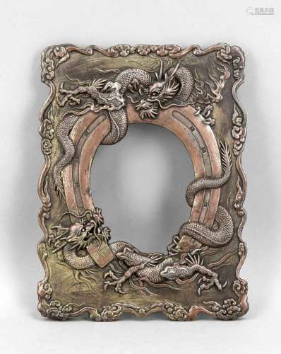 Picture frame with horseshoe and dragon relief, China, around 1900, z. copp