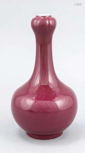 Vase, China, 20th century, so-called ox blood, bulbous body, slender neck s