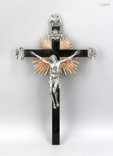 Crucifix, Latin cross, 1st half of the 20th century, four nail type, pewter