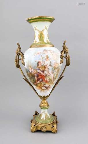 Large decorative vase, France, Late 19th century, ovoid corpus with round f