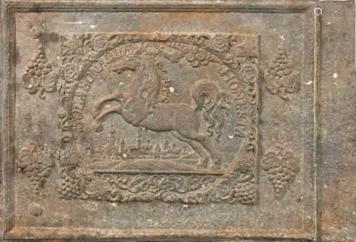 Plate with jumping horse, cast iron. Provenance: Schloss Maierhofen, former