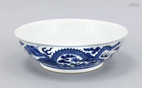 Schale, Blau-weiß, China 19./20. Jh., Guangxu-Marke (1875-1908), äußere Wan