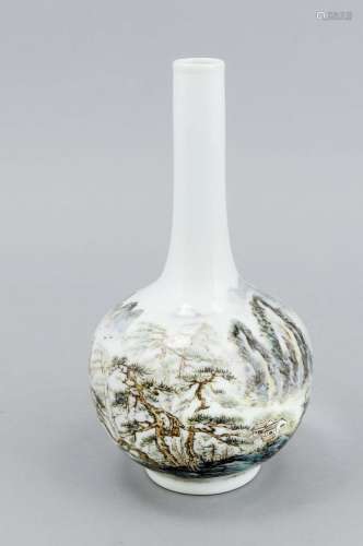 Bottle Vase, China, Mid-20th Century, Wang, Gniying, polychrome onglaze pai