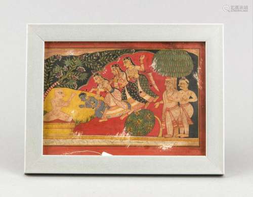 Miniature painting, India, circa 1900, Jain Gujarat School, adoration of a