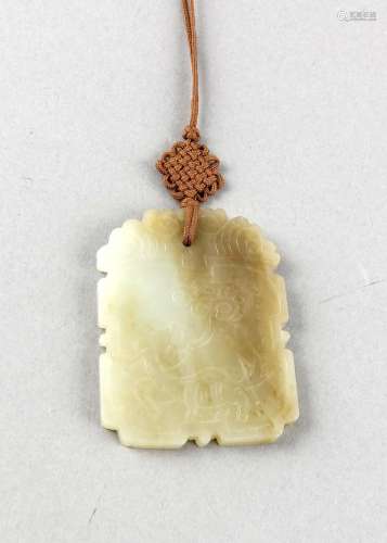 Jade Amulet, China, 1st half of the 20th century, recto kite, verso seal en