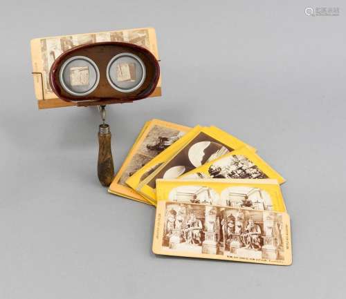 Stereo picture viewer with 22 stereo pictures, around 1900, inscribed ''Und