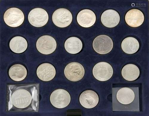 20 Gedenkmünzen DDR, 7 Stück 5 Mark, 1968, 1971, 1978, 1972, 1990, 4 Stück