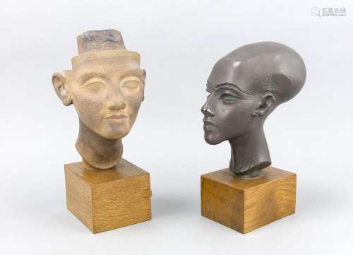 2 ägyptische Köpfe, museale Nachbildungen des 20. Jh.. Jeweils ein Maschine