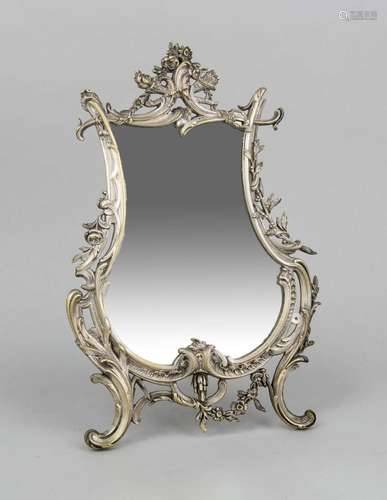 A German late 19th-century ''Gründerzeit'' desk mirror, brass with remains