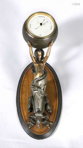 Figurative Wandbarometer, Holland ca. 1900, female. Half acted in the manne