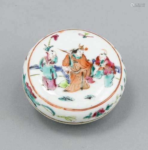 Lid box, China, 1960s, 20th century, polychrome decoration with figurative