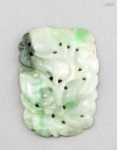 Vegetable ornamented jade amulet with dark green and emerald green, China,