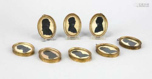 8 silhouettes of professors, Halle / Saale 18. Jh., In oval brass frame beh