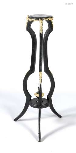 Plant table, around 1900, black painted wooden frame with fully plastic bra