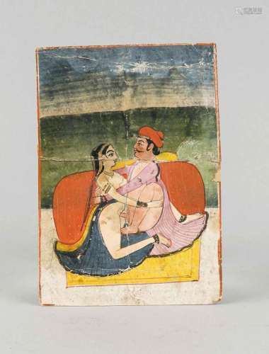 Indian miniature painting, around 1850, erotica