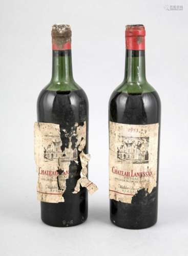 2 Flaschen Wein, Jahrgang 1953, bez. 