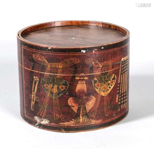 Chip Box, China, 21st Century, Round Box of Colored Bentwood, D. 35 cm