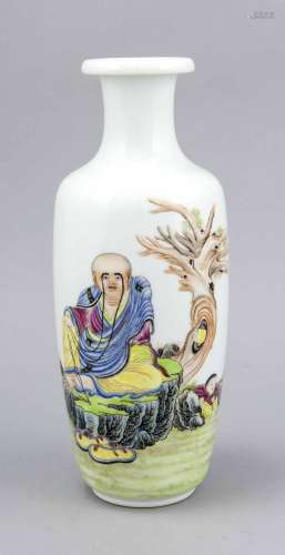 Vase with old man and child, China, 20th cent., Polychrome onglaze painting