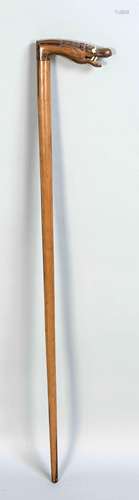 A Chinese walking stick with dragon head handle, tropical wood, smooth shaf