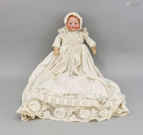 Porcelain head doll, (head loose), h. 25 cm