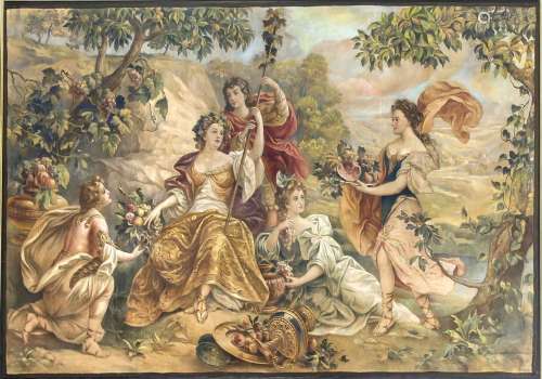 Monumental painting in the style of a tapestry, around 1900, Feast of Ceres