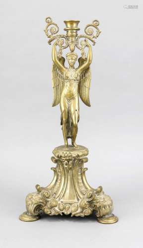 A female candelaber figurine around 1900, brass cast, three-feet base, h. 4