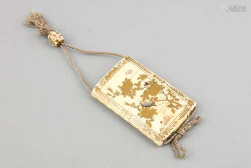 Inrô, Japan, around 1910, four-part ivory casing with gold-decorated floral