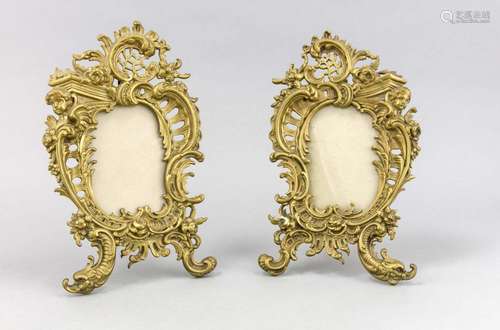 Two Historism photo frames in the style of Rokoko around 1900, bronze cast,