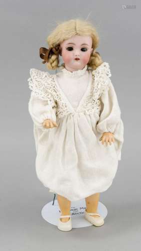 Porcelain head doll, bez. DLP, H. 33 cm