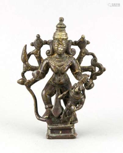 Indian deity, c. 1850, on square base, cast bronze, h. 14 cm
