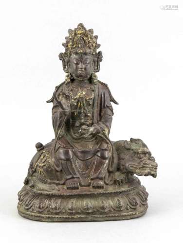 Bronze Buddha, China, 19. Jh., vollplastische Darstellung, Buddha Guanyin s