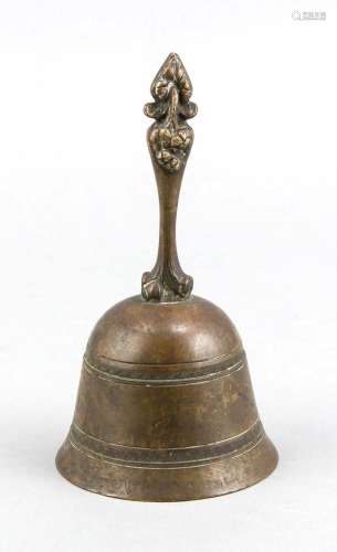 Tischglocke, 19. Jh., Bronzeguss, H. mit Griff 13 cm