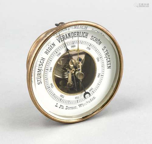 Small table barometer with brass case, 1st half of the 20th century, ''L. P