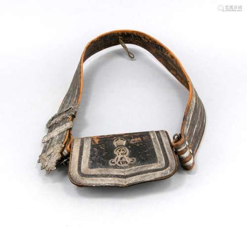 Belt with courier bag, first quart. 19th century, silver-plated and embroid
