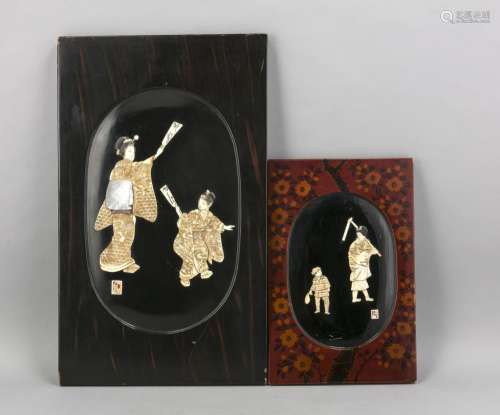Two wall panels, China, Republic-time, once woman and girl with subjects, l