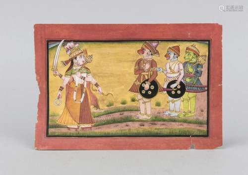 Indian miniature, Rajasthan school around 1900, representation of Durga and