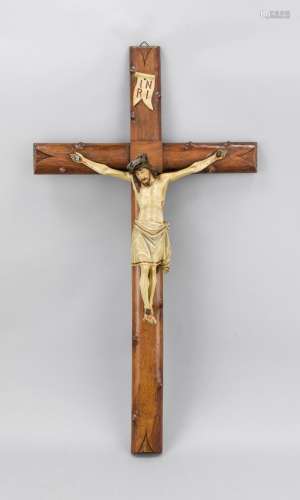 Crucifix, around 1900, Latin cross (wood), three-nail type, about 50 x 90 c