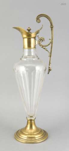Historicism carafe, late 19th century, conical, circumferentially faceted g