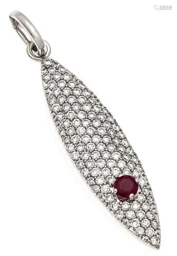 Ruby diamond pendant WG 585/000 with a round fac. Ruby 3 mm in very good co