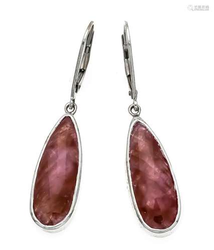 Ruby Earrings Silver 925/000 each with a fac. Ruby 21 x 8 mm in good color,