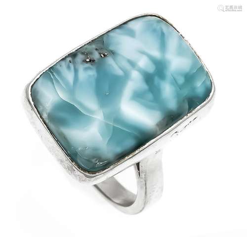 Larimar ring silver 925/000 with a Larimarcabochon 23 x 16 mm in good color