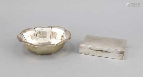 Round bowl and rectangular box, German, 20th cent., hallmarked Adolf Kander