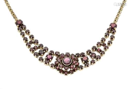 Garnet necklace silver 925/000 with round fac. Dark, Bohemian garnets 5 - 2