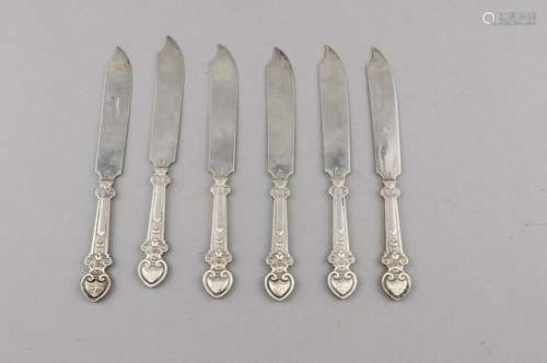 Six fruit knives, German, late 19th century, hallmarked Koch & Bergfeld, Br